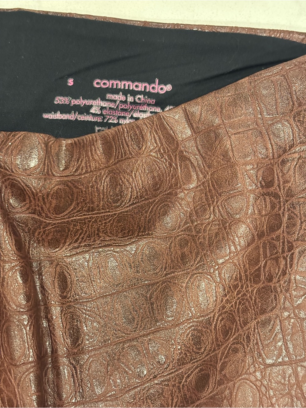Commando Faux Croc High-Waist Leggings in Brown - Picture 3 of 8